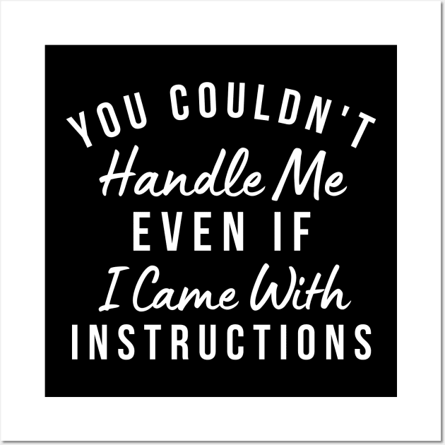 You Couldn't Handle Me Even If I Came With Instructions. Funny Sarcastic Saying. White Wall Art by That Cheeky Tee